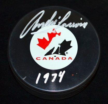 Team Canada Andre Lacroix Autographed Puck