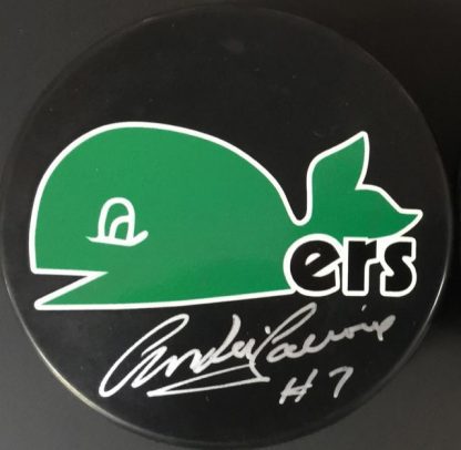 Hartford Whalers Andre Lacroix Autographed Puck