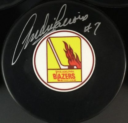 Philadelphia Blazers Andre Lacroix Autographed Puck