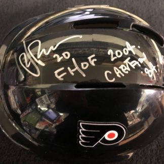 Philadelphia Flyers Dave Poulin Autographed Mini Helmet with 2 Inscriptions