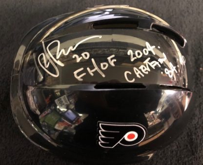 Philadelphia Flyers Dave Poulin Autographed Mini Helmet with 2 Inscriptions