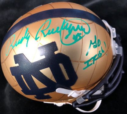 Notre Dame Fighting Irish Rudy Ruettinger Autographed Throwback Mini Helmet