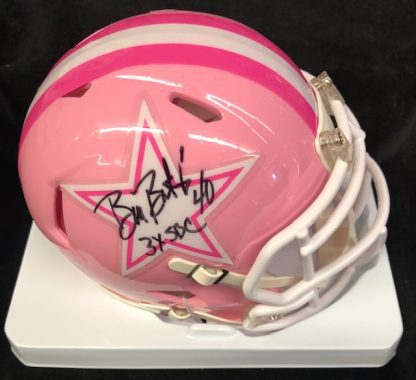 Dallas Cowboys Bill Bates Autpgraphed Pink Min Helmet