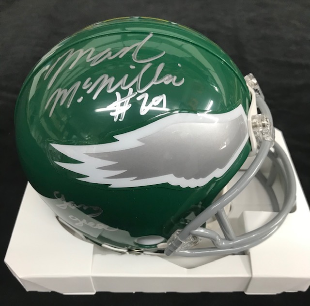 Philadelphia Eagles Mark McMillian Autographed Mini Helmet - Carls Cards &  Collectibles