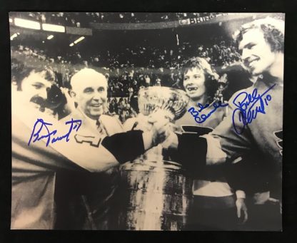 Philadelphia Flyers Bernie Parent / Bill Clement / Bobby Clarke AUtogrpahed 8x10 Photo