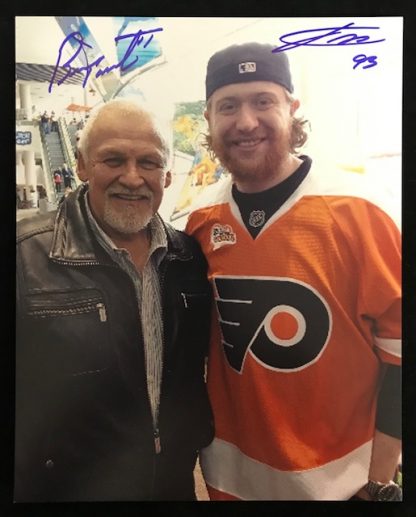 Philadelphia Flyers Bernie Parent and Jakub Voracek Autographed 8x10 Photo