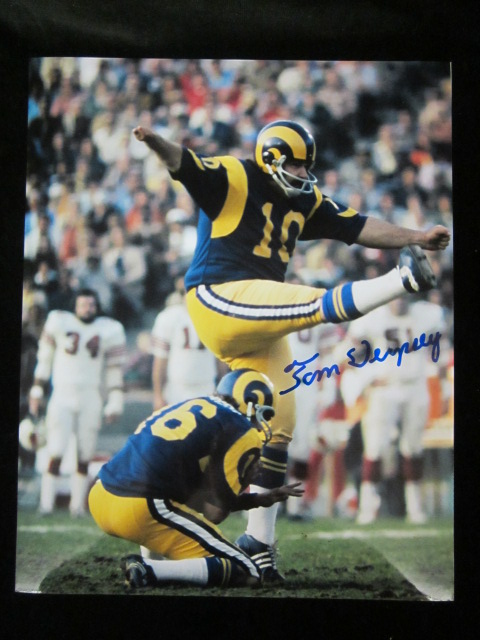 Tom Dempsey Signed 8X10 Photo Autograph Rams Home Kicking Auto w/COA 