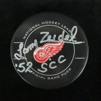 Detriot Red Wings Larry Zeidel Autographed Puck