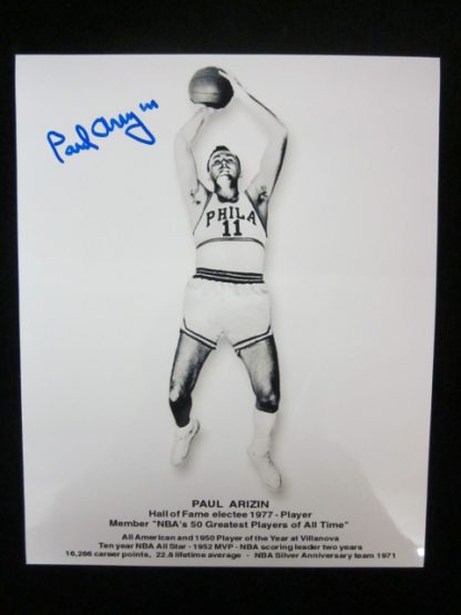 Philadelphia 76ers Paul Arizin Autographed Photo