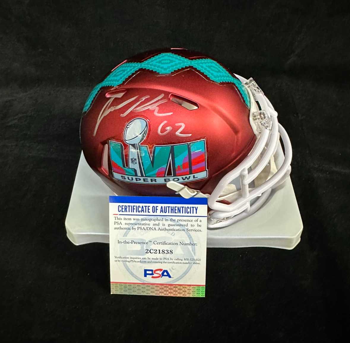 Philadelphia Eagles Jason Kelce Autographed Super Bowl 57 Mini Helmet